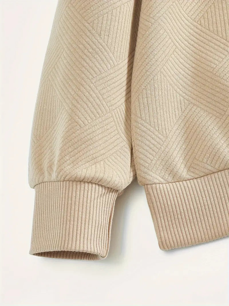 Vintage Geometric Design Sweater With Zipper