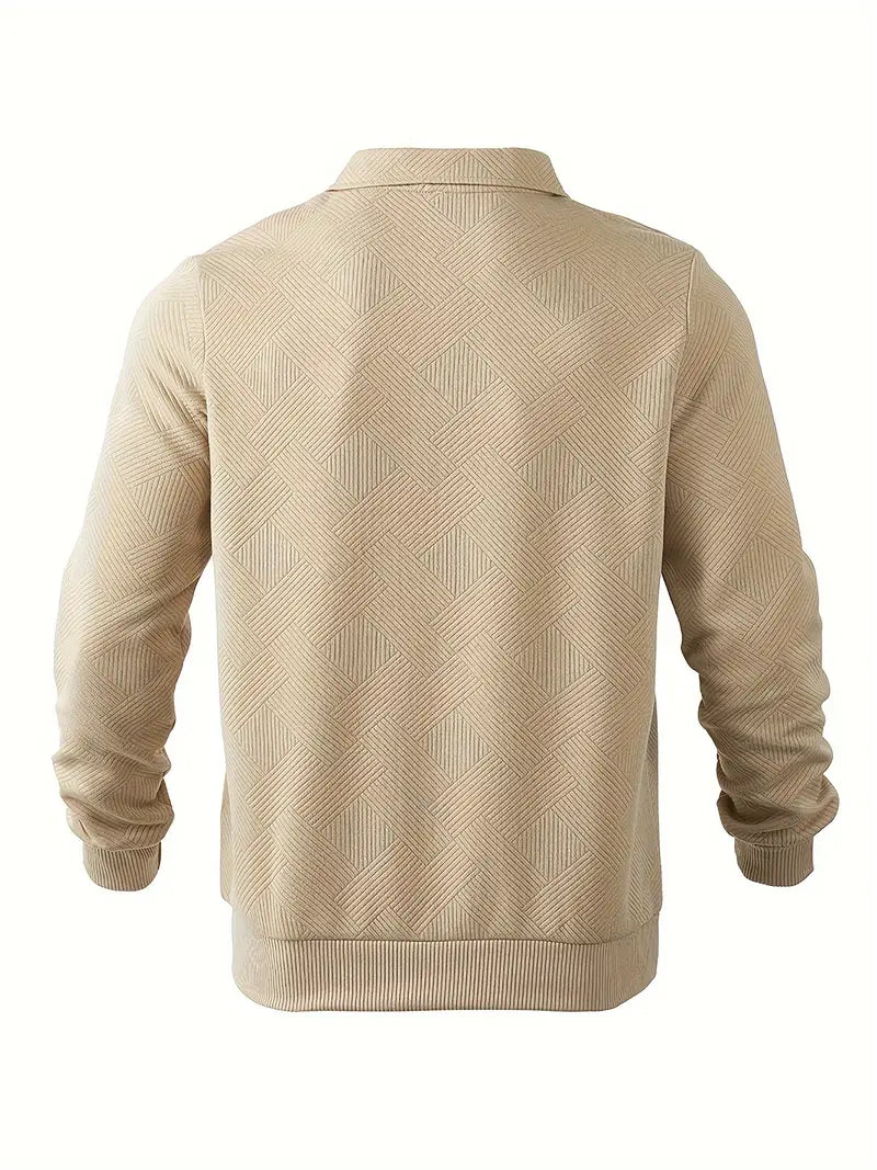 Vintage Geometric Design Sweater With Zipper